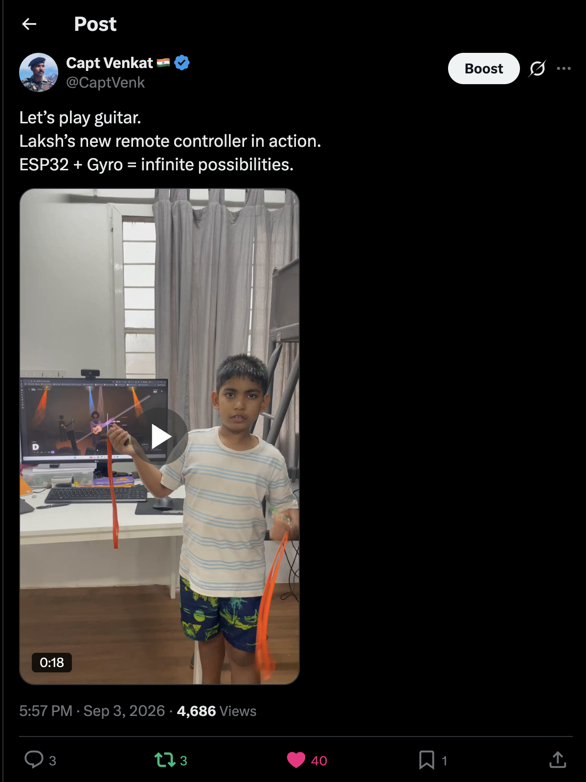Early test of the motion controller reacting to a strumming motion on screen
